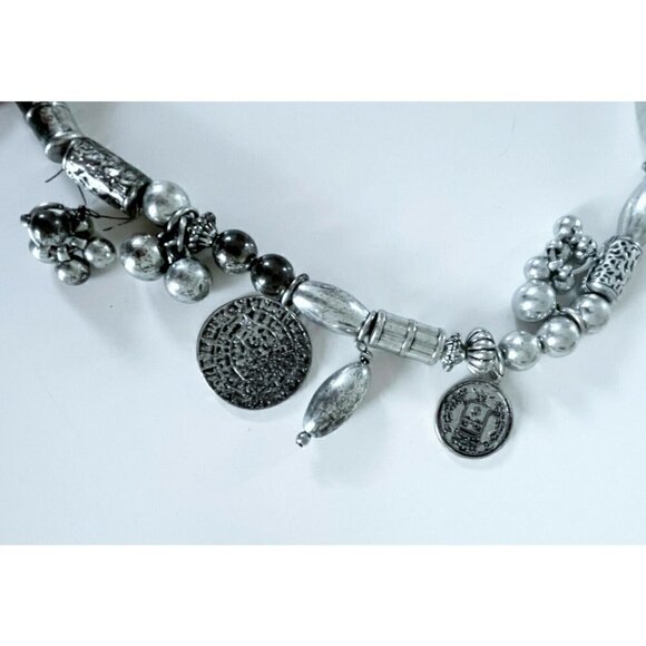 Chico's Parker Silver-Tone Coin Dangling Charms Chain Belt Size M Boho Gypsy - Picture 9 of 11